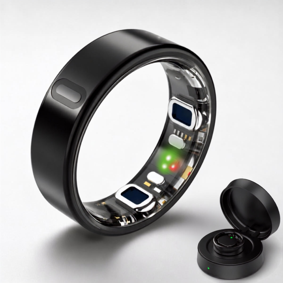 FITAOS V8 smart ring with magnetic charging case, titanium build and 5ATM water resistance