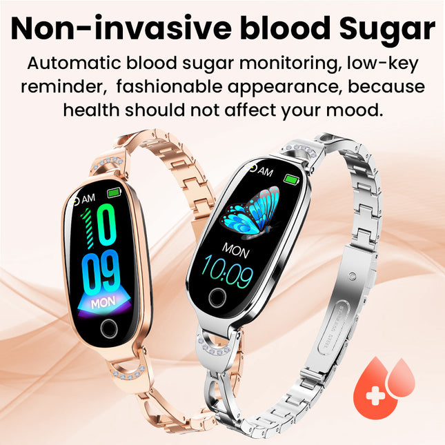 Fitaos Blood Sugar Blood Pressure monitoring Luxury Diamond Design Fashion Smartwatch