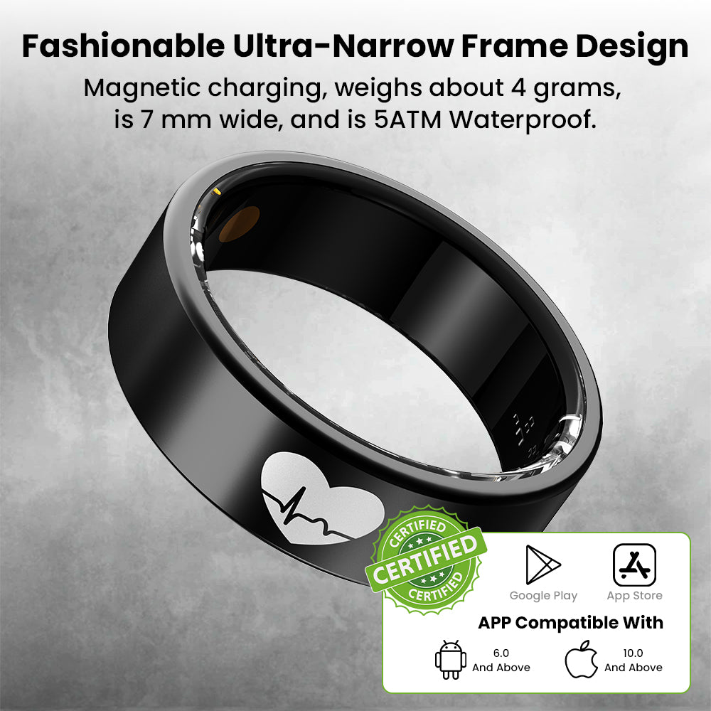 FITAOS R07 Blood Glucose ECG/EKG Blood Pressure Monitoring AI Health Analysis Smart Ring