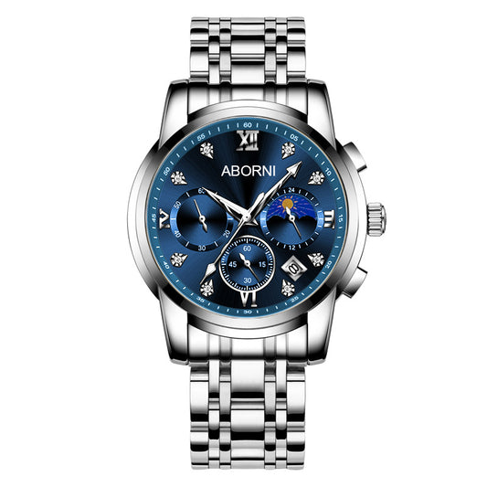 Fitaos ABORNI waterproof glow-in-the-dark multi-functional three-eye business quartz watch
