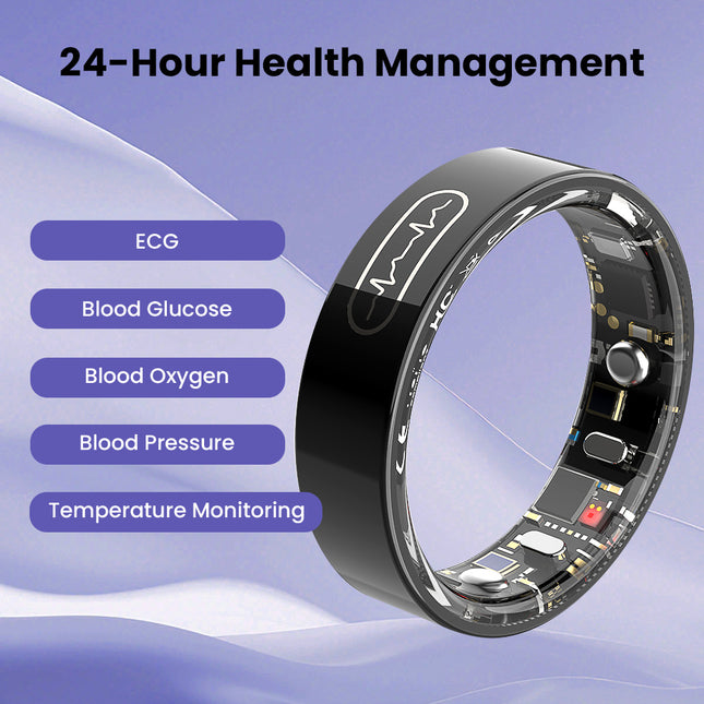 FITAOS R09 Blood Glucose ECG/EKG Blood Pressure Monitoring AI Health Analysis Smart Ring