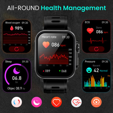 Fitaos VEE ECG/EKG Blood Glucose Blood Oxygen Heart Rate Monitoring Sport SmartWatch