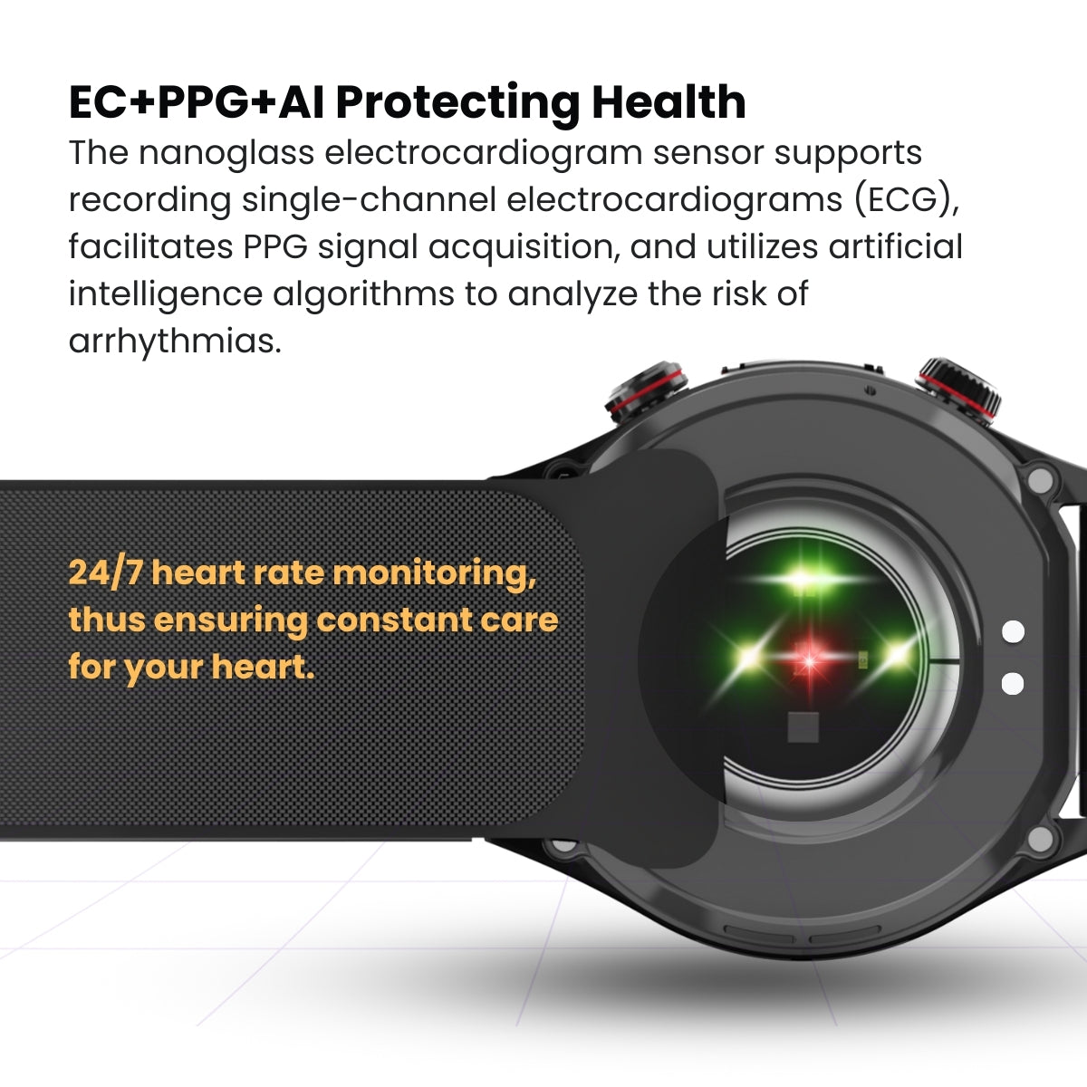 Fitaos Max 5 High Precision Air Pump Blood Pressure ECG Blood Sugar Blood Oxygen Monitoring SmartWatch