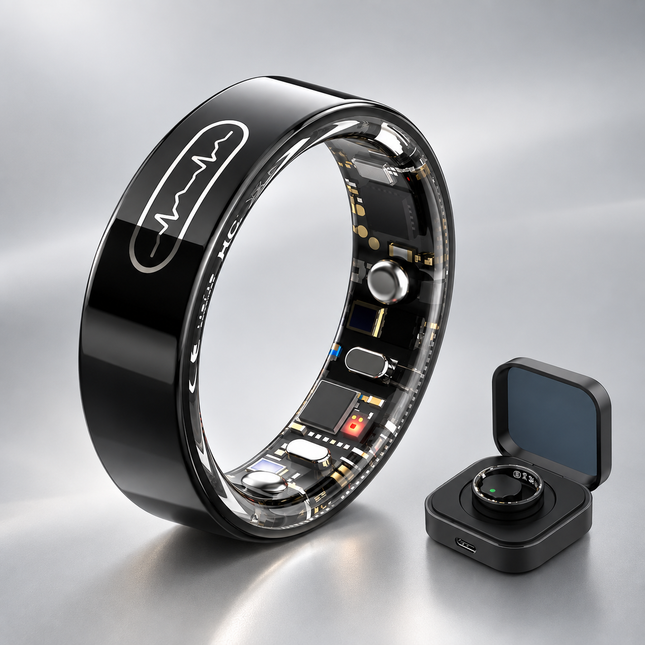 FITAOS R09 Blood Glucose ECG/EKG Blood Pressure Monitoring AI Health Analysis Smart Ring