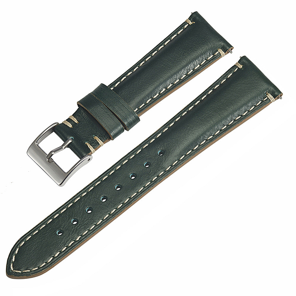 Vintage Double Stitched Calf Leather Strap 20 / 22 / 24 mm