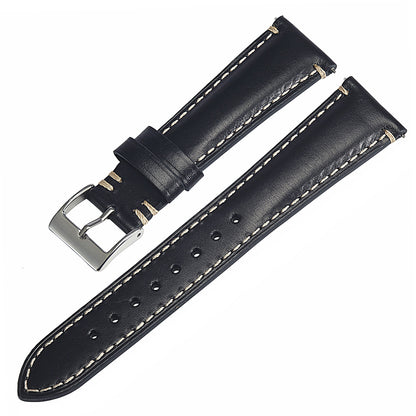 Vintage Double Stitched Calf Leather Strap 20 / 22 / 24 mm