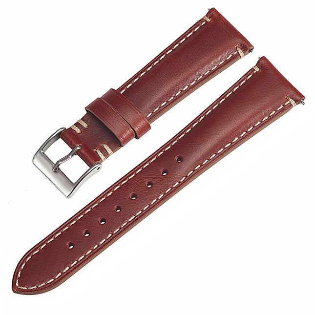 Vintage Double Stitched Calf Leather Strap 20 / 22 / 18 mm